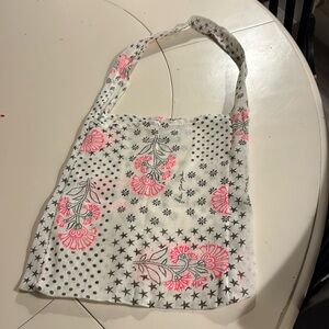 🍀Free People Garment Bag in White and Pink with Vintage Patchwork Design